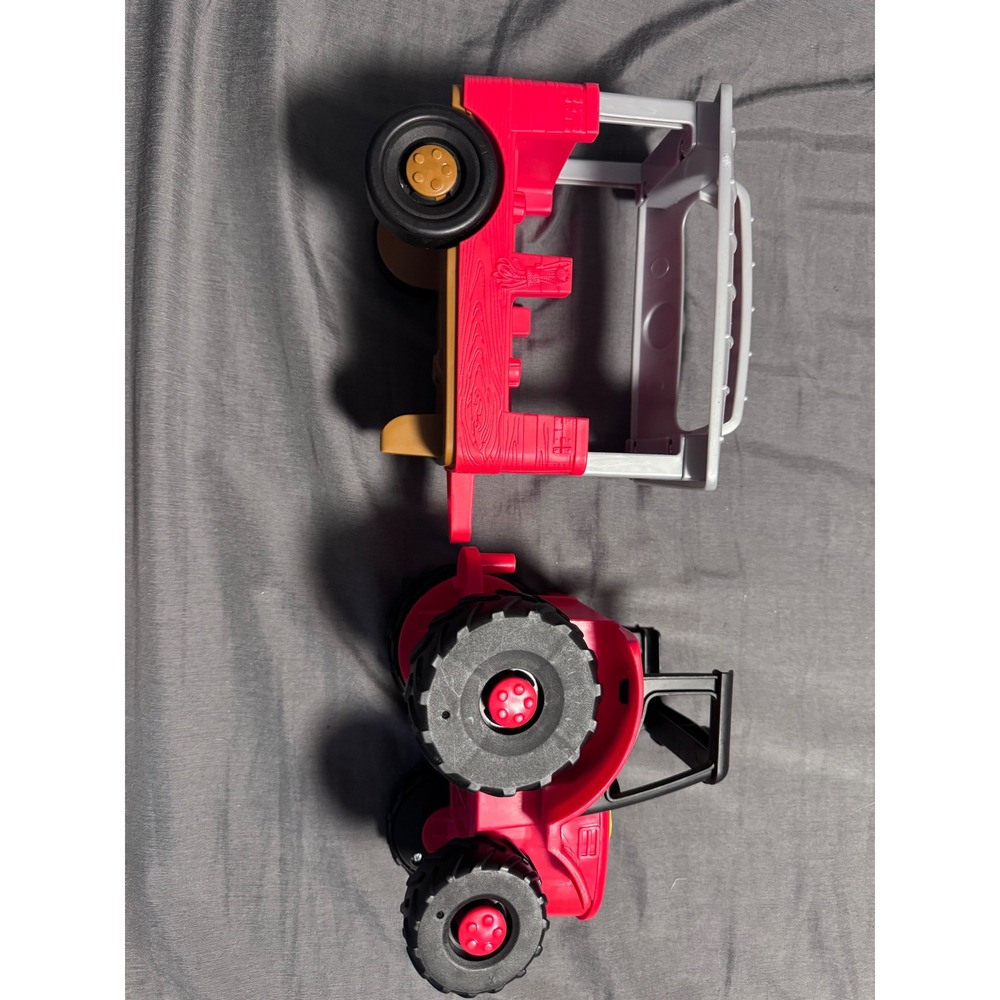 Fisher-Price Little People Red Farm Tractor and Detachable Trailer Toy Set